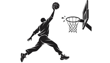 Professional basketball athlete jumping for slam dunk © Sadhin07