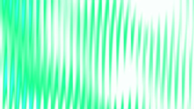 Reeded glass green cyan wave motion background, fluted glass effect animation, abstract mint white light curtain fractal pattern, bright seamless overlay