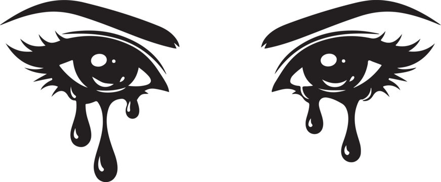 Eyes with tears art vector art illustration white background