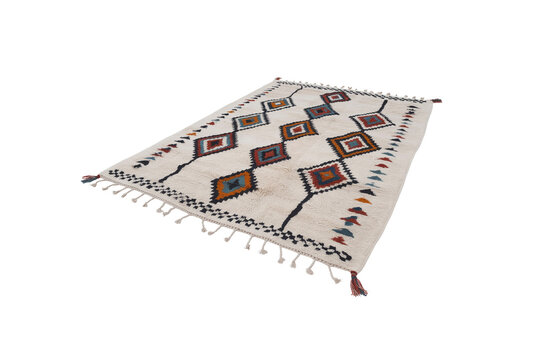 Flat Woven Moroccan Tribal Rug with Geometric Pattern Isolated on Transparent Background