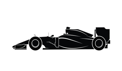 Obraz premium Formula one racing car side view in black and white silhouette high quality professional detailed modern elegant stylish clean crisp vibrant colorful digital creative