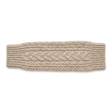 Arm warmer isolated on white with knitted design and texture  