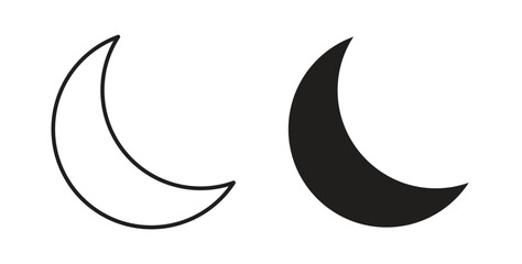 Moon icon vector design elements. icon in flat and line style. © hiru
