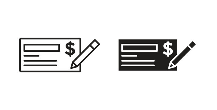 Money check icon vector design elements. icon in flat and line style.