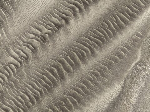 Patterns in the sand of the Namib Desert. Aerial view. Drone shot. Skeleton Coast National Park, Namibia