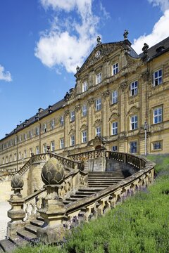 Main building Banz monastery, former Benedictine monastery, southern German baroque, near Bad Staffelstein, Lichtenfels district, Franconian Switzerland, Franconian Alp, Upper Franconia, Franconia, Bavaria, Germany