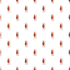 Obraz premium Ant character guards colony, symbolizing protection and defense in a seamless pattern
