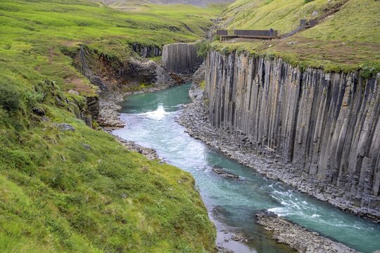 Stu&eth;lagil Canyon with viewing platform, Egilssta&eth;ir, Austurland, Iceland
