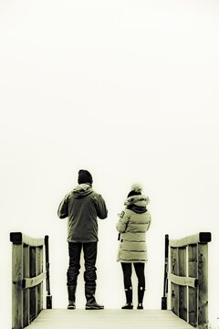 Clearable, white background, footbridge with walker in dune landscape, Rantum, Sylt Island, Germany