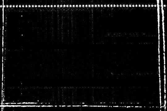 Black monochrome paper print frame texture with distressed photocopy artifacts and analog scan grain