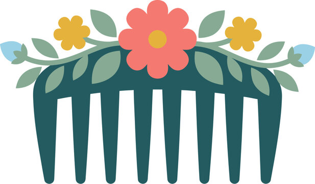 Colorful wide tooth comb hair accessory with floral design for beauty and fashion
