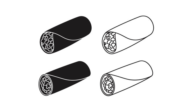 Shawarma silhouette set black and white line art style
