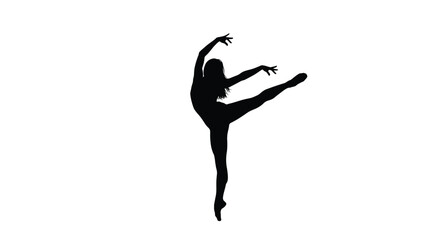 Ballerina in dynamic pose black silhouette high quality © MDRAYHAN