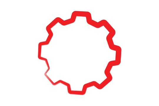 Brush stroke red moving cog gear wheel sign texture on white background business work symbol vector illustration