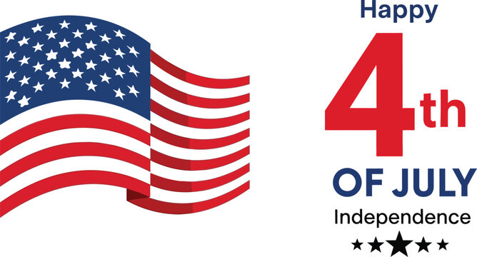 Independence day vector american flag with '4th of july' typography