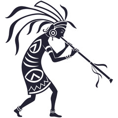 kokopelli fishing flute player southwest tribal vector illustration  © SUJOY