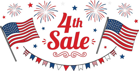 Obraz premium Independence day vector 4th of july sale american flag fireworks