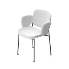Fototapeta premium Petite Curved Armchair with Slim Metal Legs Isometric View on White Background