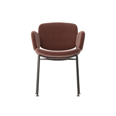 Obraz premium Petite Curved Velvet Armchair with Slim Metal Legs Front View on White Background