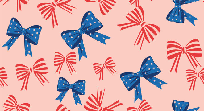 Independence day vector pattern patriotic bows with stars and stripes