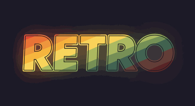 Retro word logo with rainbow colors and shadow