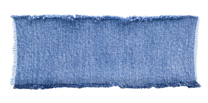 jeans. a frayed and torn piece of denim rag.