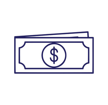 Dollar bill icon with dollar sign, simple line art for finance and money concepts
