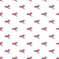 Obraz premium Red parrots flying in a repeating pattern on white background