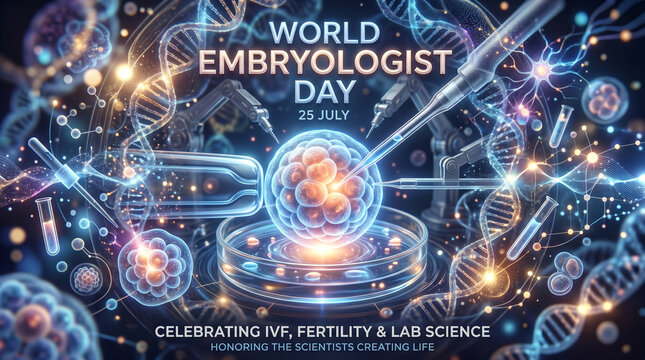 World embryologist day celebrates ivf, fertility, and lab science on july 25th every year with scientists creating life