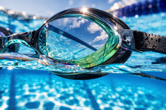 Swimmer Goggles Water Reflection