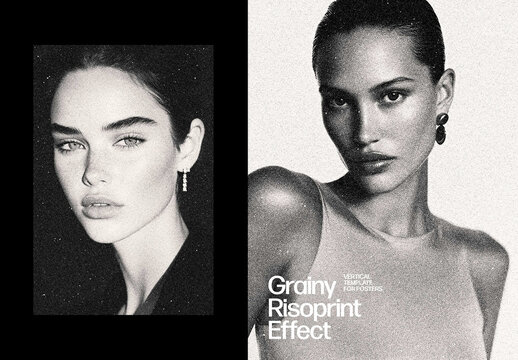 Grainy Risoprint Photo Effect &ndash; Sepia for Poster & Social Media (PSD)