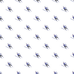 Obraz premium Ski jumpers creating a repeating pattern representing winter sports