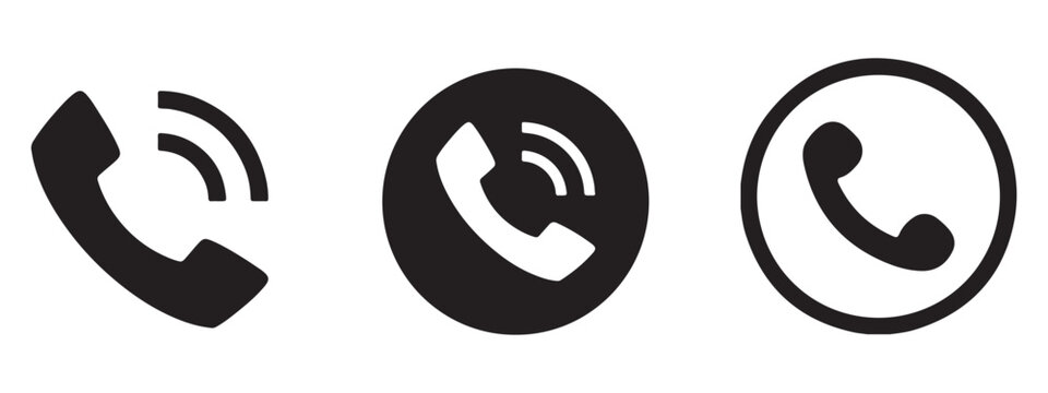 Minimalist Phone Call Icon Set - Professional Contact Symbols for Business Cards, Mobile Apps, and Web Design