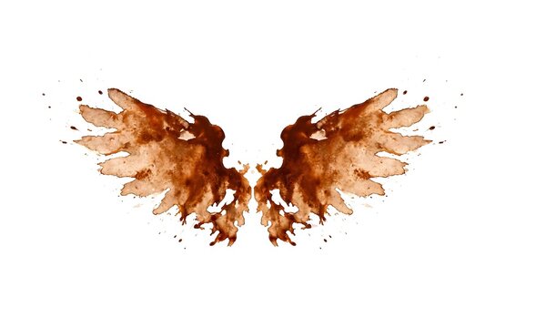 Artistic Rorschach ink blot resembling a pair of angel wings, symbolizing creativity and introspection