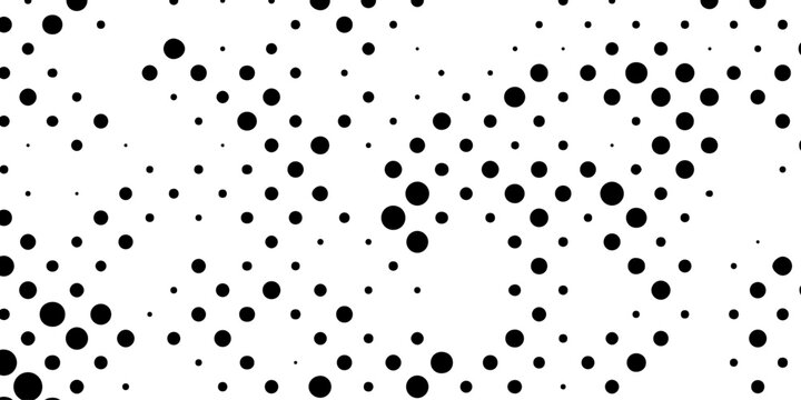 Abstract black halftone dots pattern on white background classic pop art geometric circle texture, high contrast minimalist vector style for modern graphic design and creative layout.