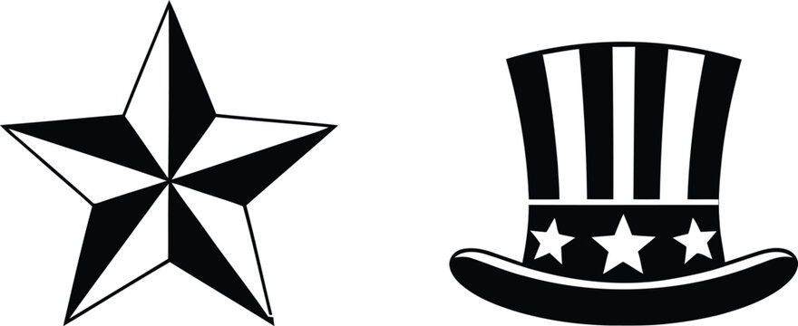 Independence day vector graphics patriotic star and uncle sam hat