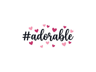 Fototapeta premium Adorable hashtag with hearts hand lettered typography on a white background high-quality professional detailed modern