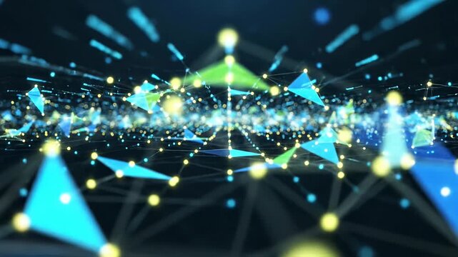 Abstract digital network with connection lines and glowing particles
