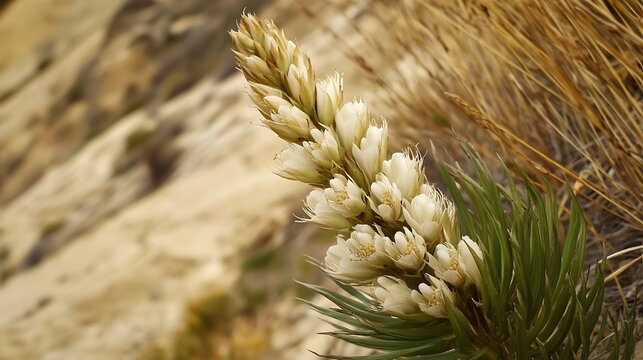 slope Puya Raimondii flower spike on Andean Giant