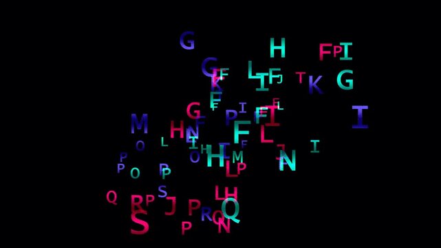 Dynamic typography animation with scattered glowing letters