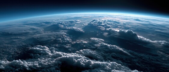 Fototapeta premium Breathtaking Aerial View of Earth's Atmosphere and Clouds from Space