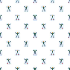Fototapeta premium Snow angel pattern repeating on a white background creating a festive winter design