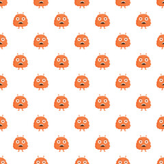 Orange alien monster characters creating a fun repetitive pattern design © nsit0108