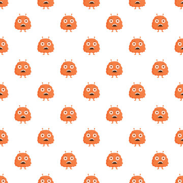 Orange alien monster characters creating a fun repetitive pattern design