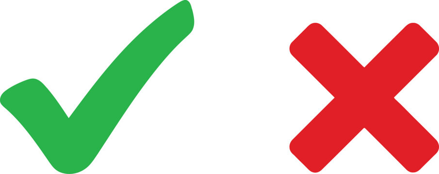 Green check mark and red cross symbols indicating correct and incorrect options