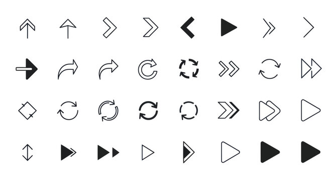 Arrow icon set directional navigation symbols