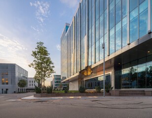 Obraz premium Elegant Corporate Office Lobby With Natural Light And Minimal Interior