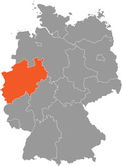 Obraz premium Nordrhein-Westfalen Location on Map of Germany with States and Regions Editable Cartographic Illustration