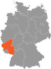 Fototapeta premium Rheinland-Pfalz Location on Map of Germany with States and Regions Editable Cartographic Illustration.