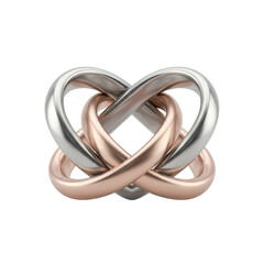 Naklejka premium 3D Interlocking Metallic Hearts Concept for Relationship Review and Marriage Compatibility Assessment